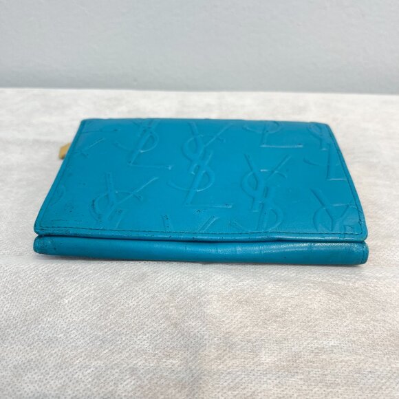 Yves Saint Laurent YSL Vintage Turquoise Compact Bifold Wallet - Preowned - Picture 12 of 13